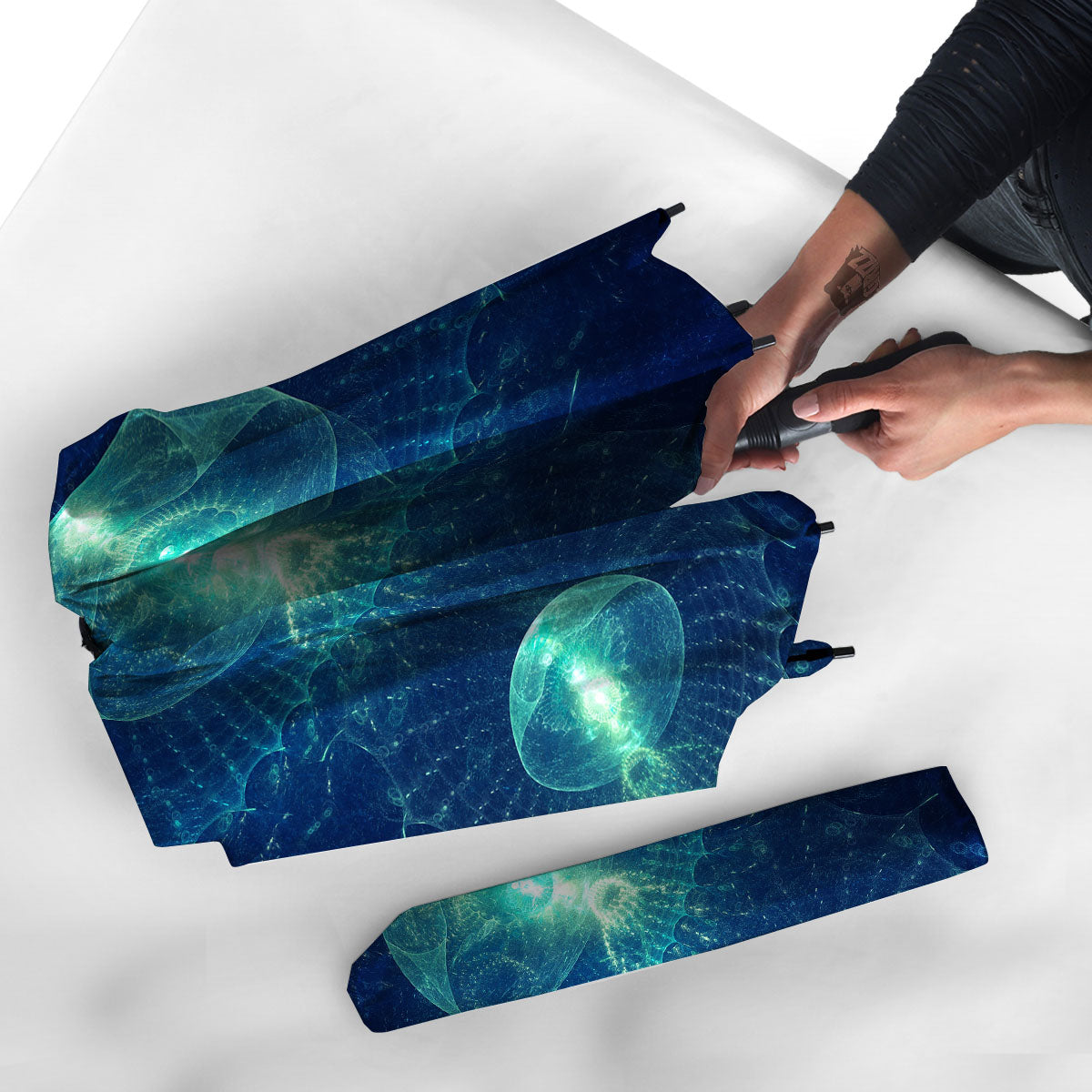 Blue Jellyfish On Deep Sea Print Umbrella-grizzshop