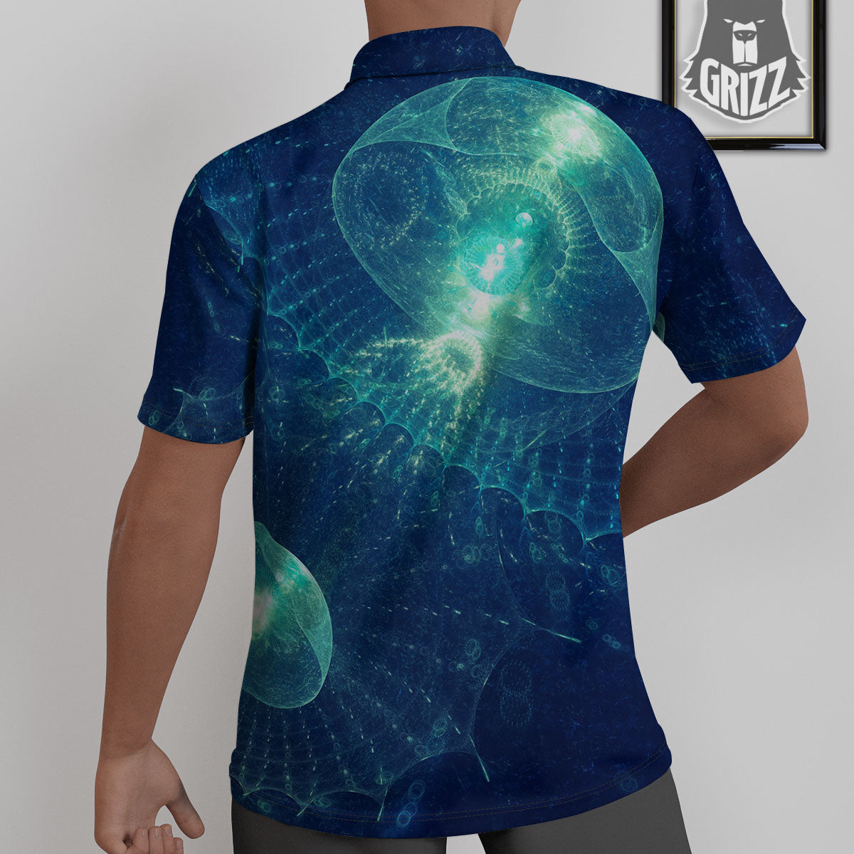 Blue Jellyfish On Deep Sea Print Untucked Shirts-grizzshop