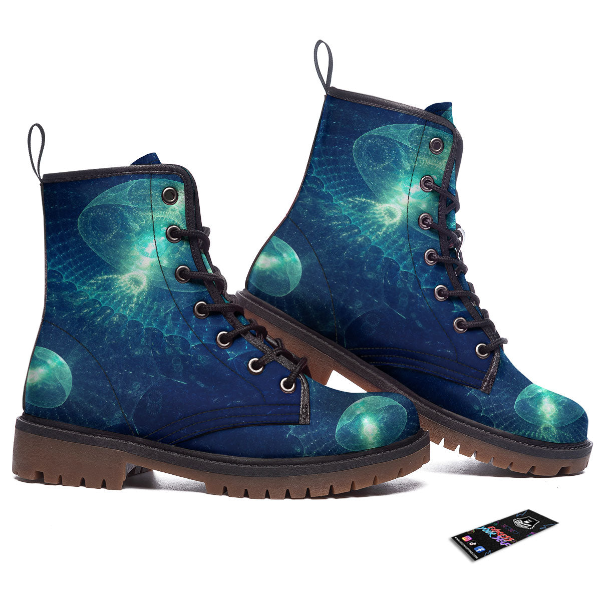 Blue Jellyfish On Deep Sea Print Work Boots-grizzshop
