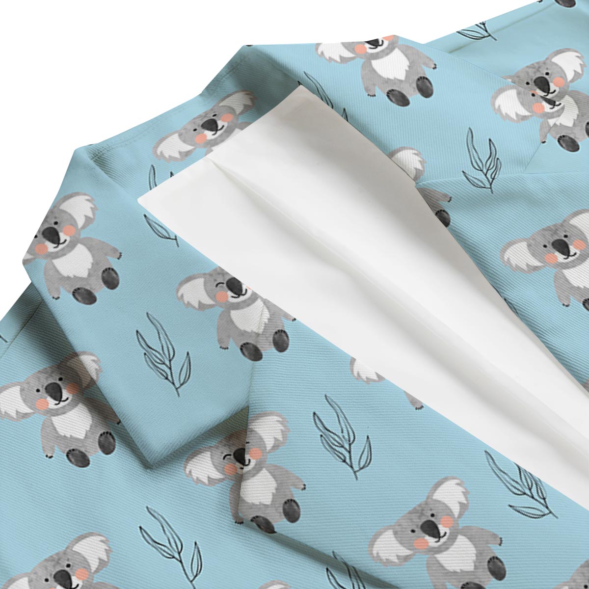 Blue Koala Pattern Print Men's Blazer-grizzshop