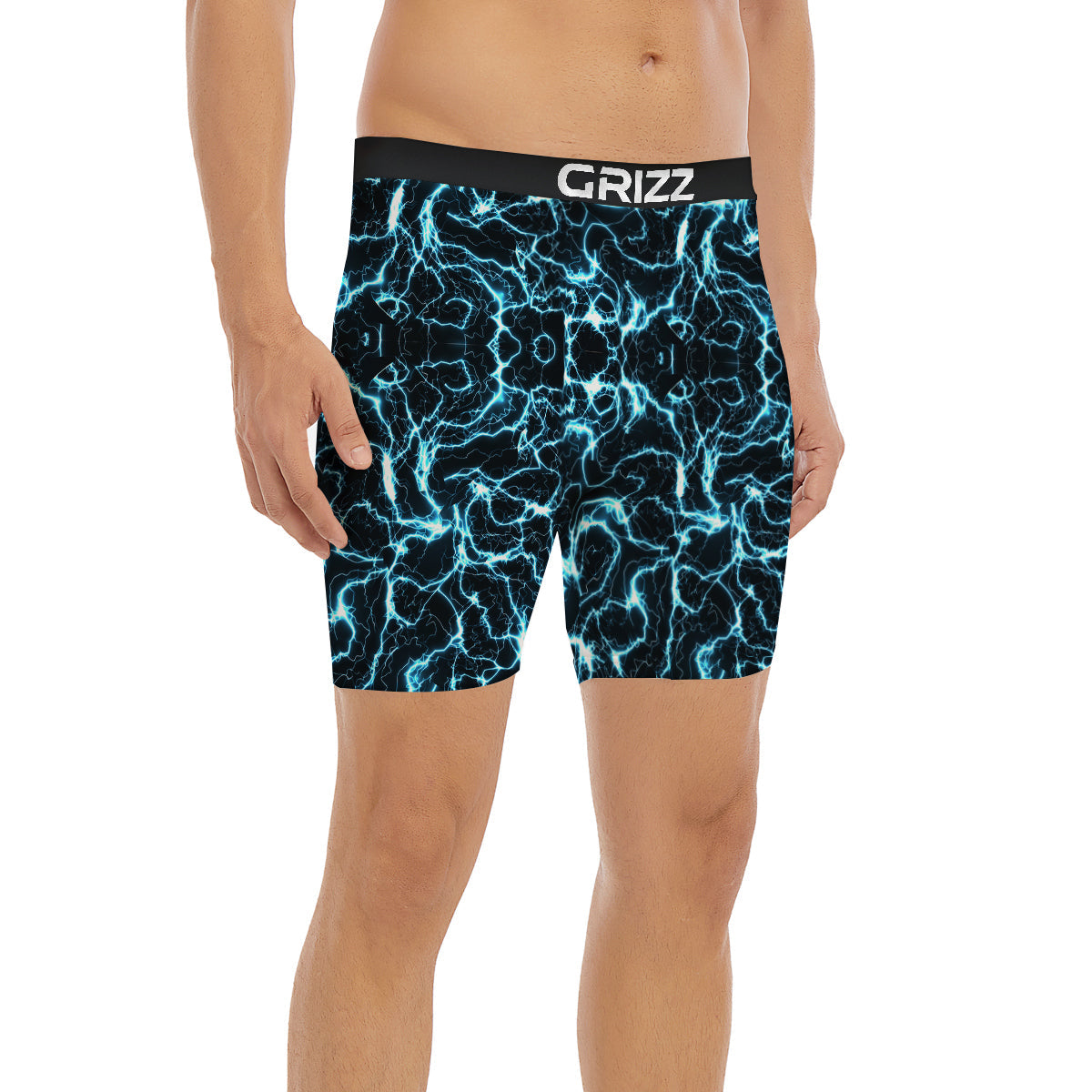 Blue Lightning Explosion Print Pattern Boxer Briefs-grizzshop