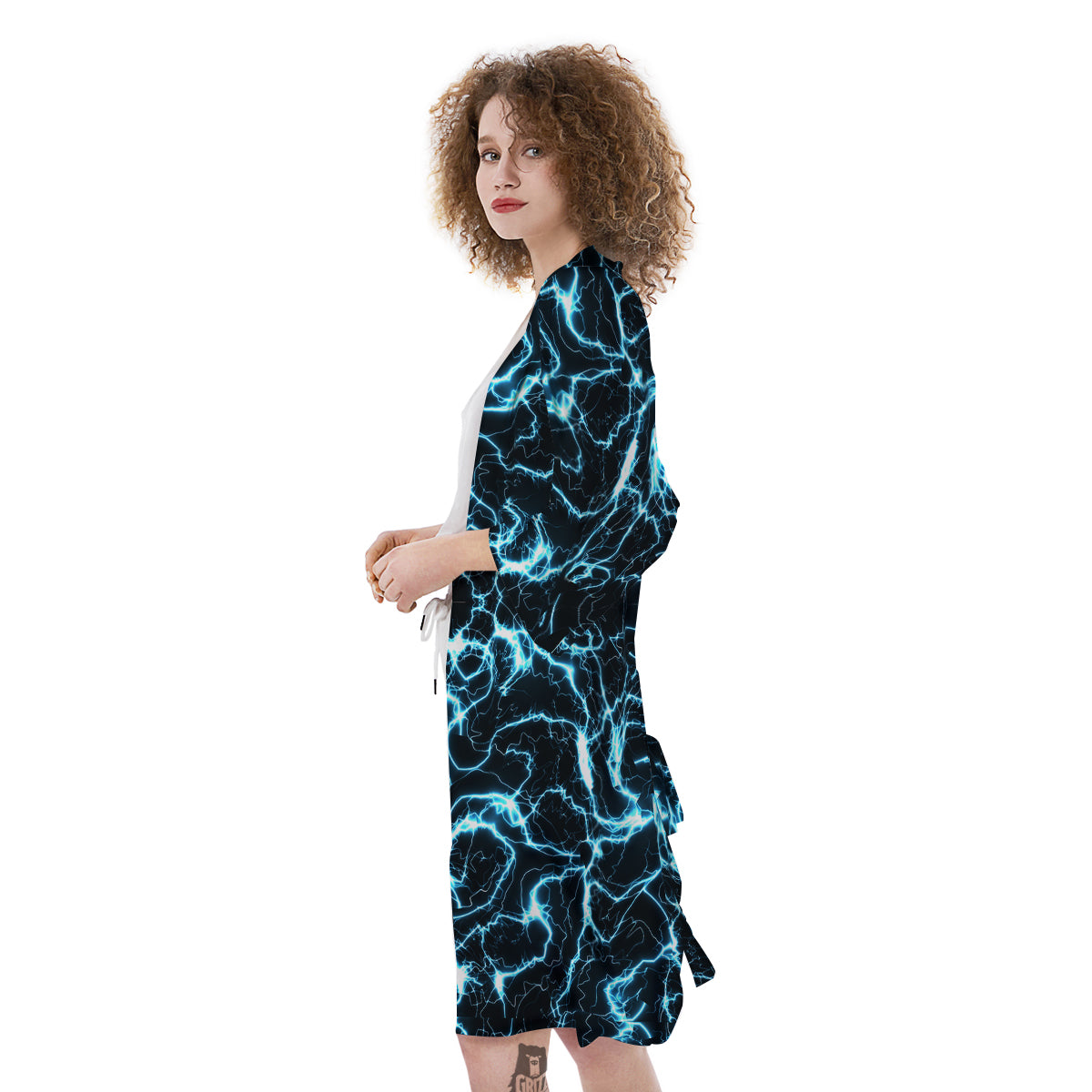 Blue Lightning Explosion Print Pattern Kimono-grizzshop