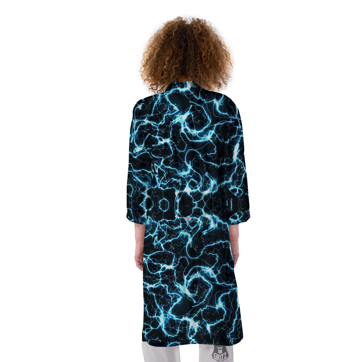 Blue Lightning Explosion Print Pattern Kimono-grizzshop