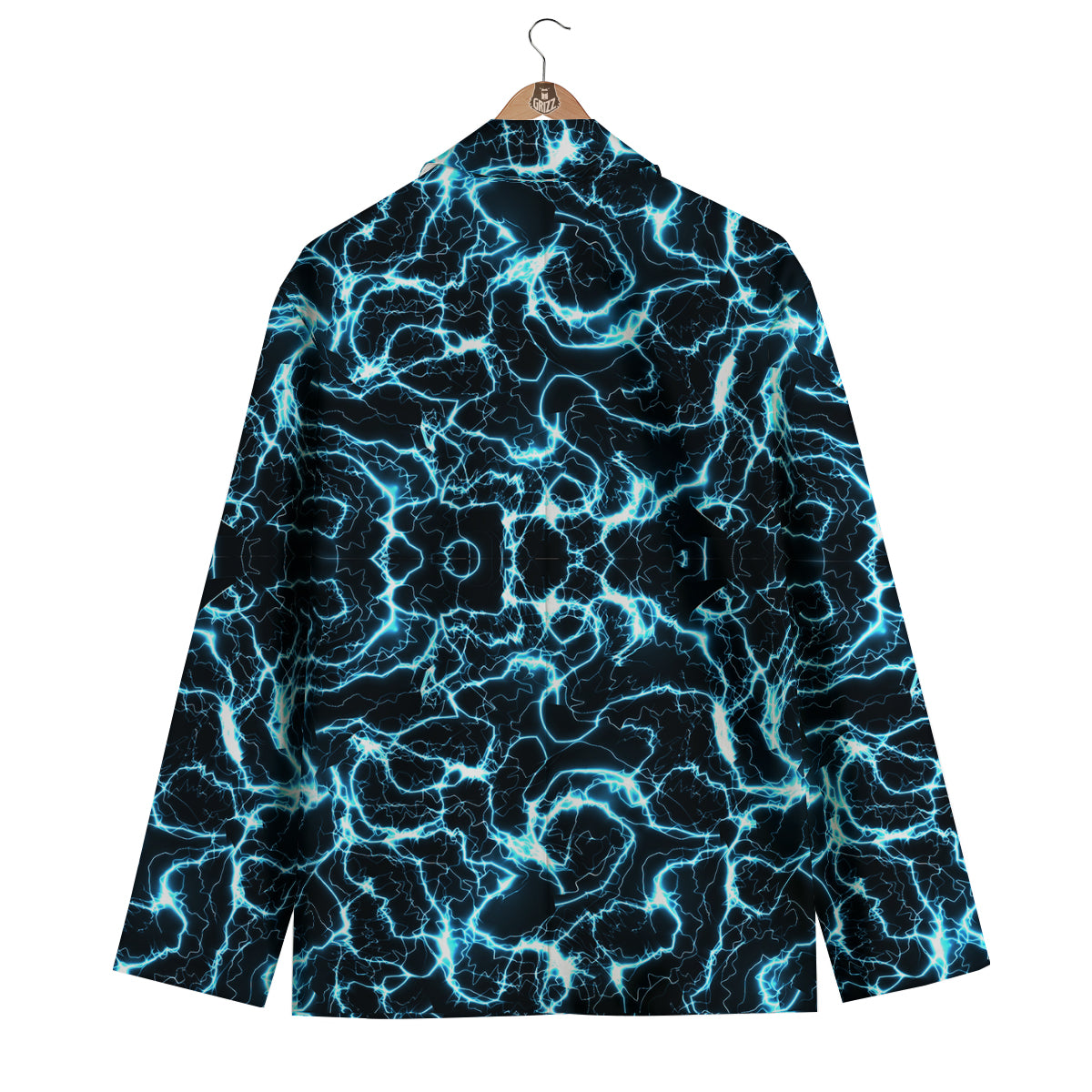 Blue Lightning Explosion Print Pattern Men's Blazer-grizzshop