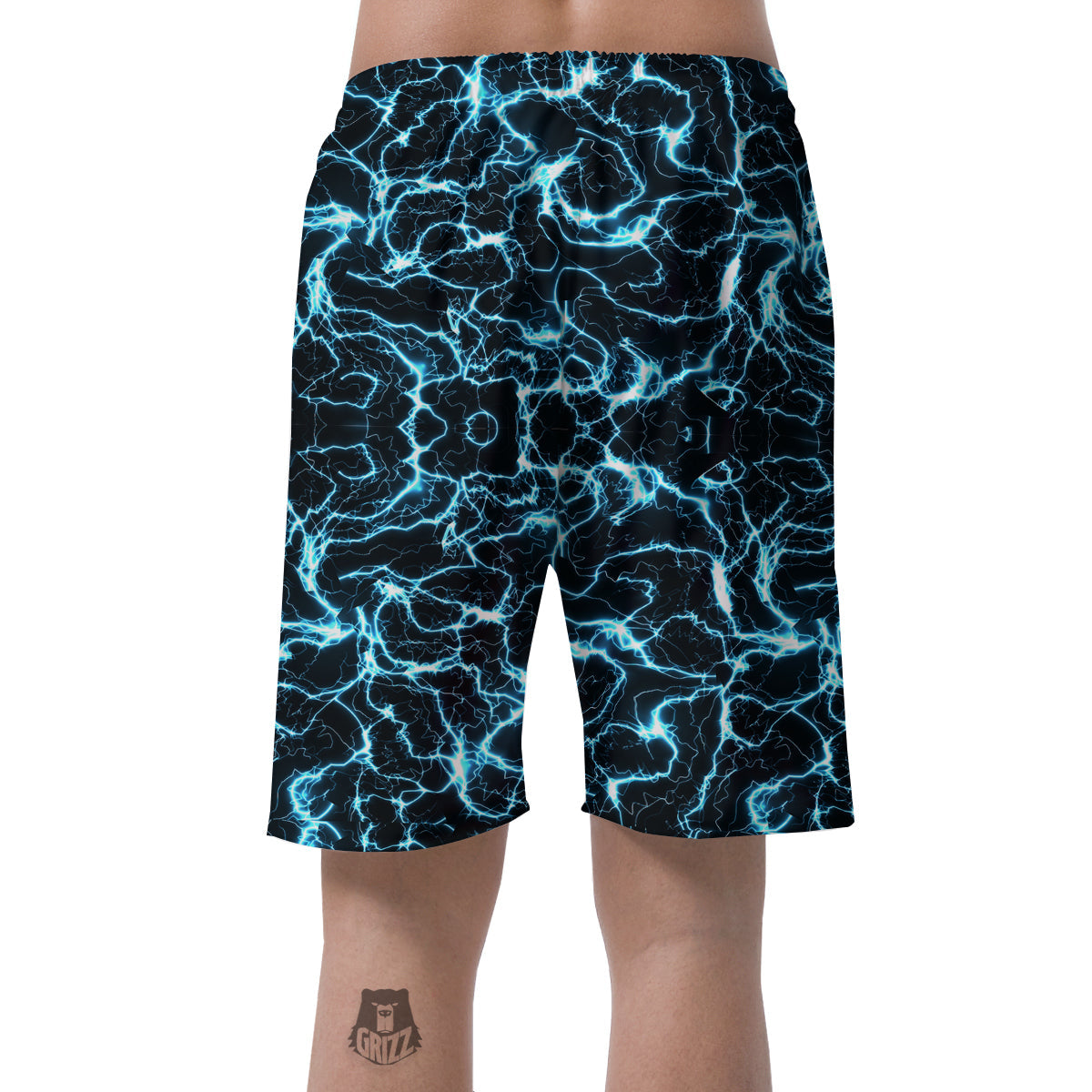 Blue Lightning Explosion Print Pattern Men's Shorts-grizzshop