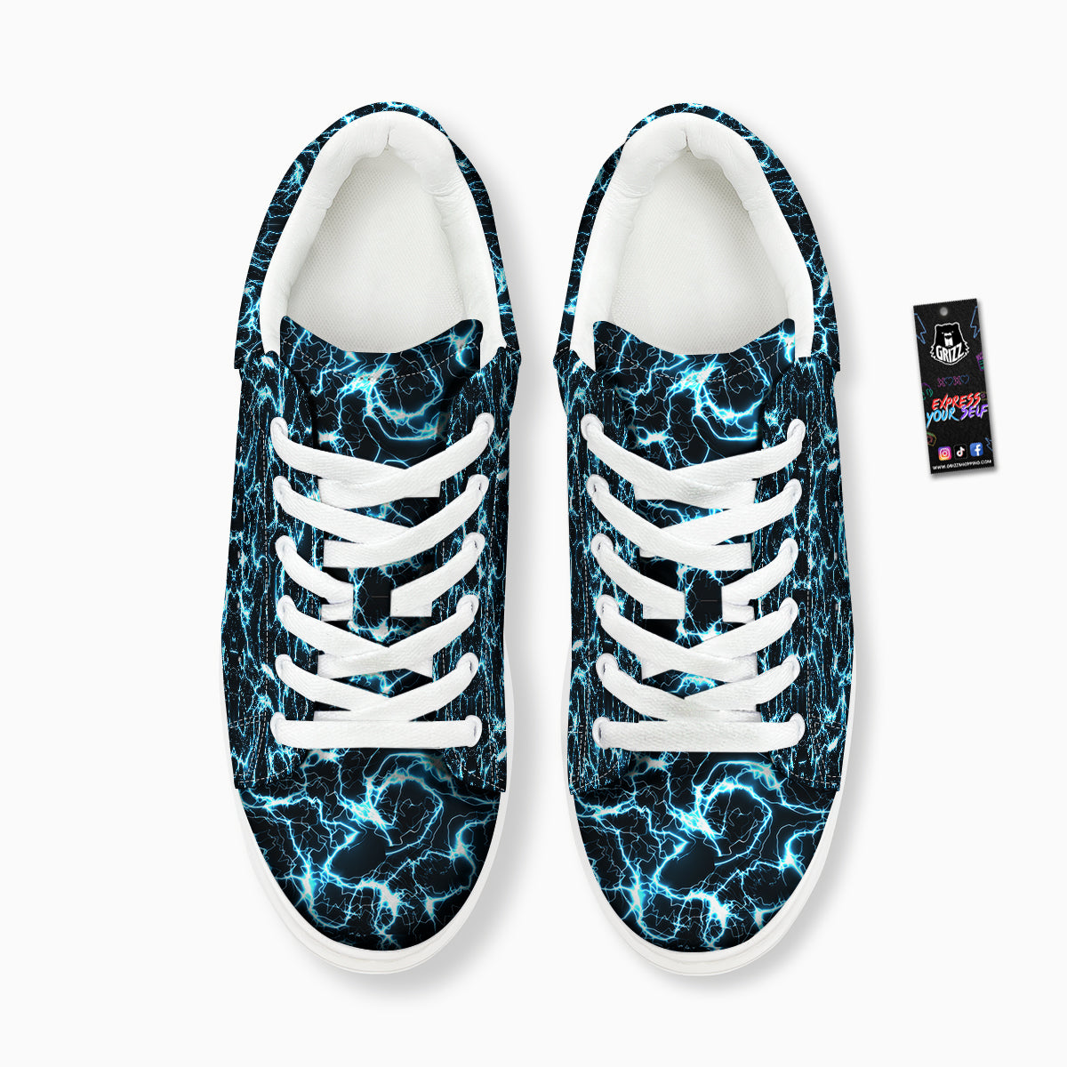 Blue Lightning Explosion Print Pattern Platform Shoes-grizzshop