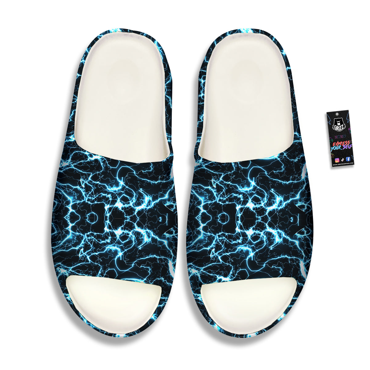 Blue Lightning Explosion Print Pattern Sandals-grizzshop