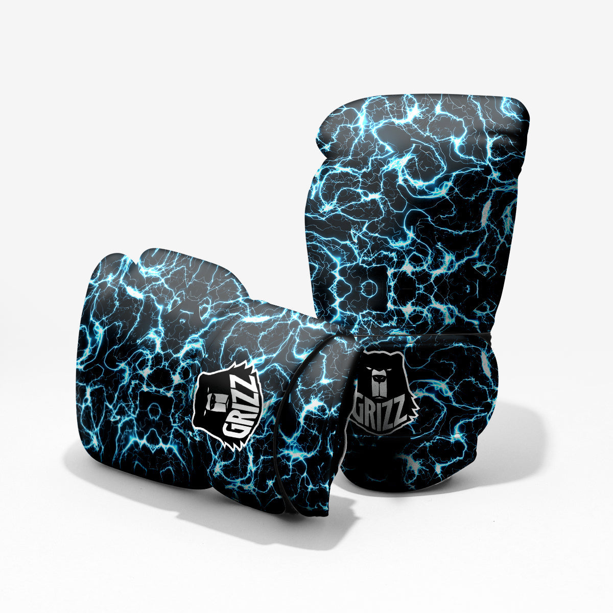 Blue Lightning Explosion Print Pattern Sparring Gloves-grizzshop
