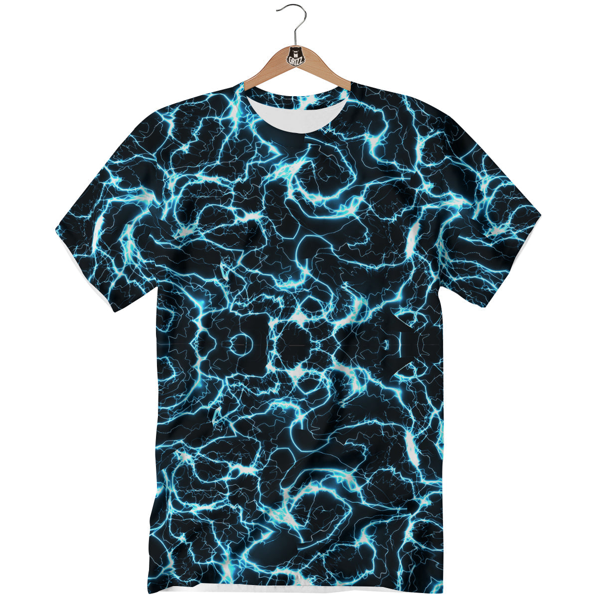 Blue Lightning Explosion Print Pattern T-Shirt-grizzshop