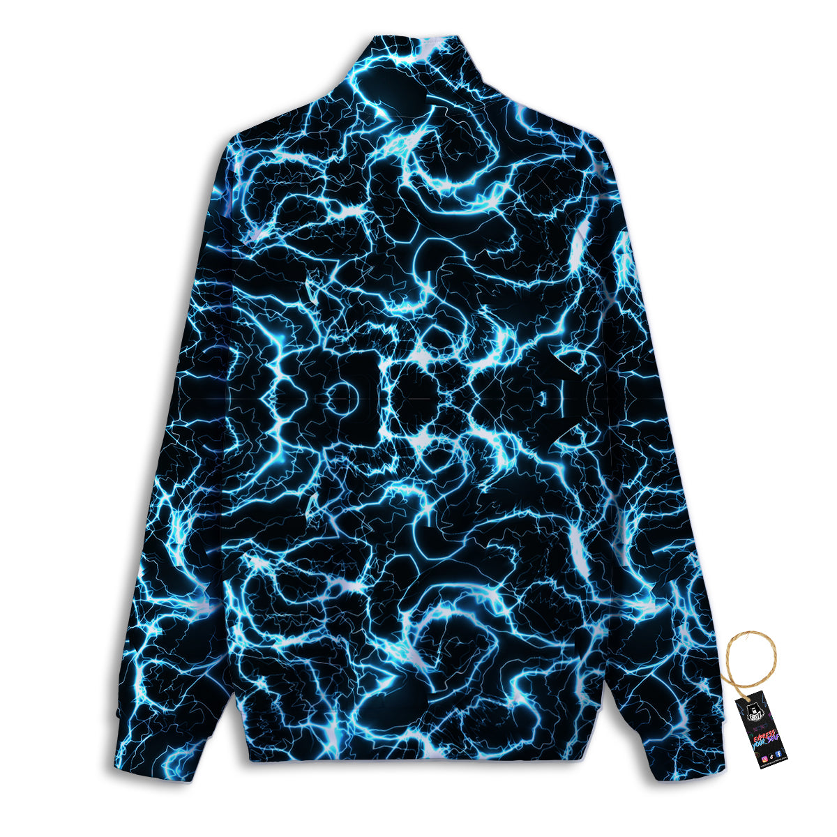 Blue Lightning Explosion Print Pattern Track Jacket-grizzshop