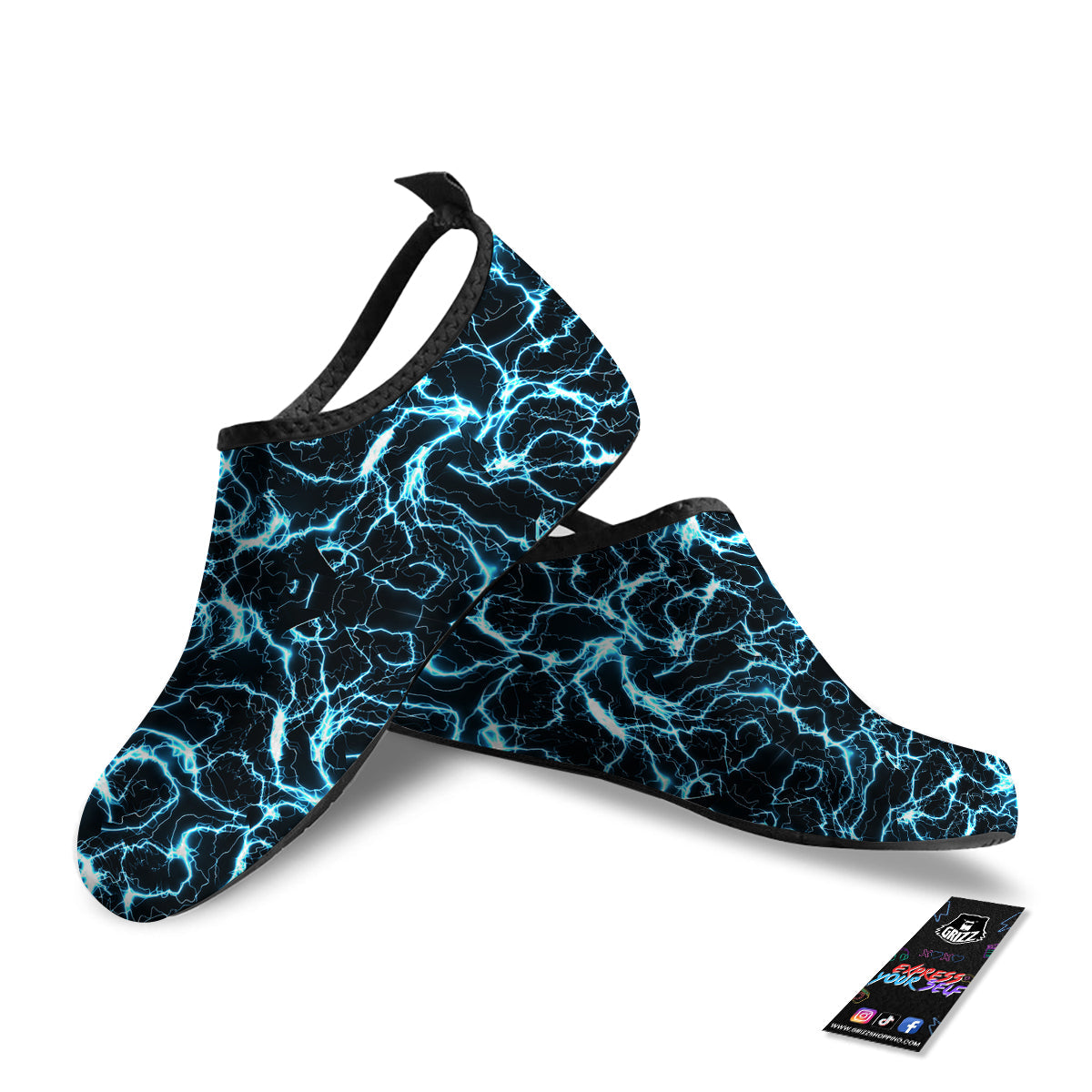 Blue Lightning Explosion Print Pattern Water Shoes-grizzshop