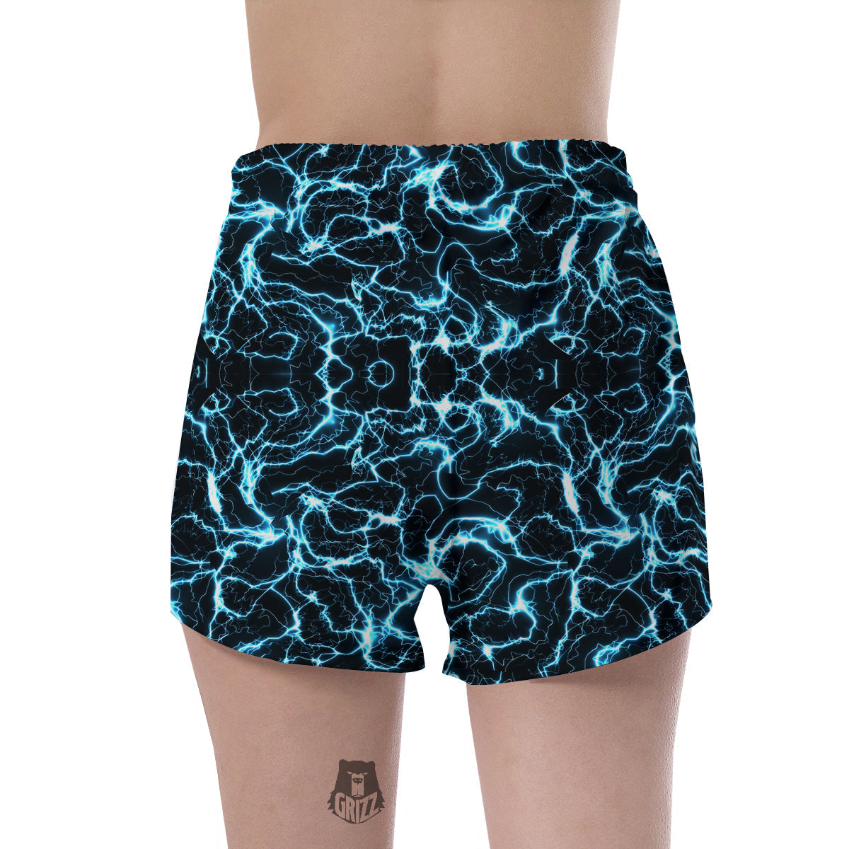 Blue Lightning Explosion Print Pattern Women's Shorts-grizzshop