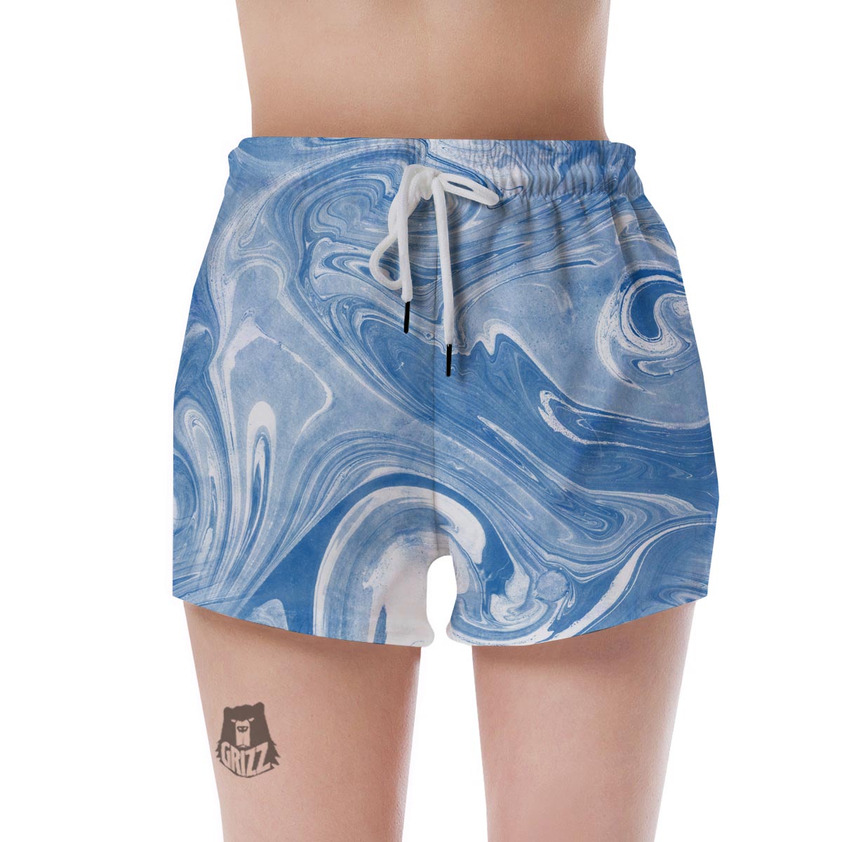 Blue Liquid Marble Women's Shorts-grizzshop