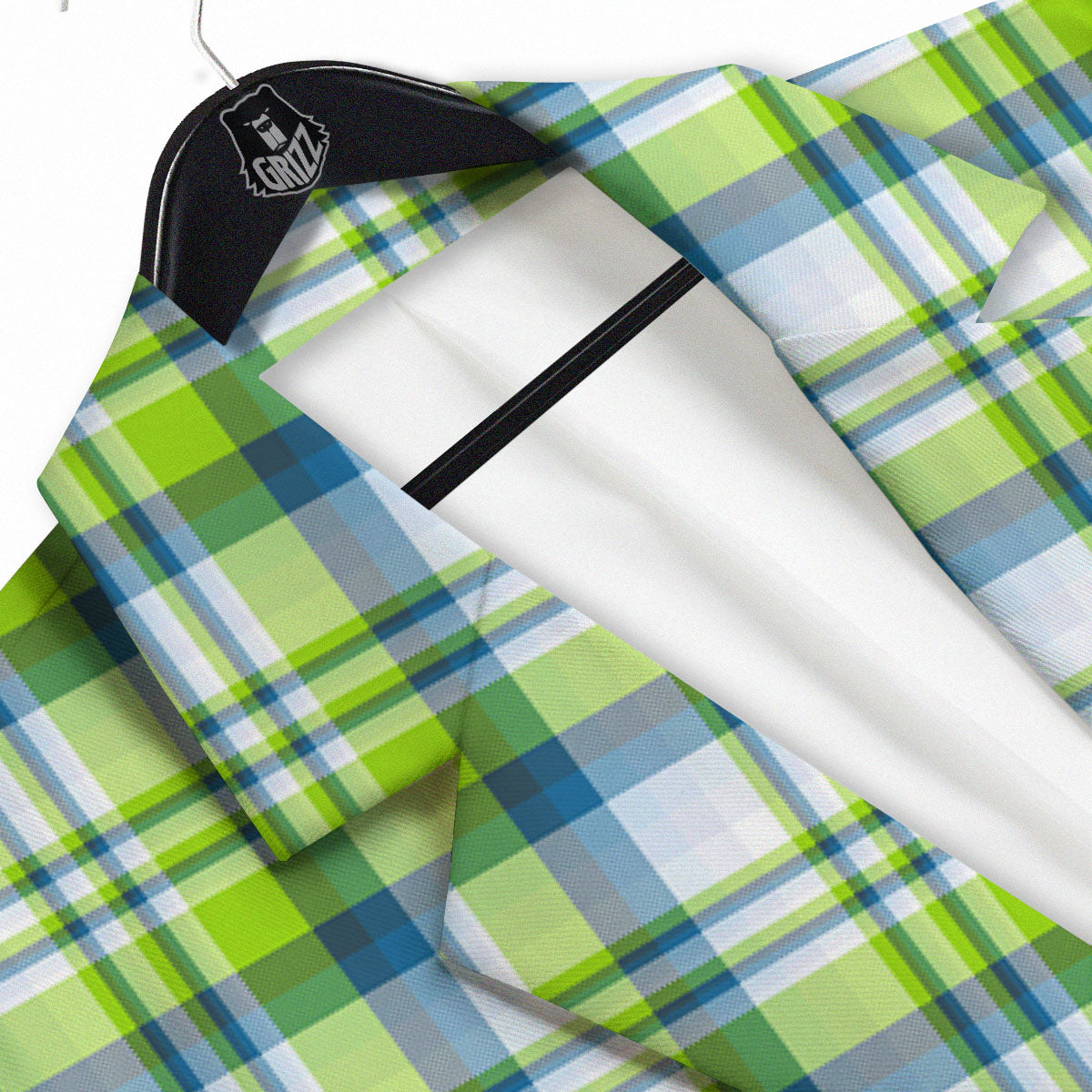 Blue Madras Plaid And Lime Print Pattern Men's Sport Coat-grizzshop