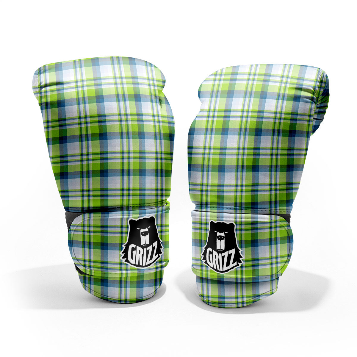 Blue Madras Plaid And Lime Print Pattern Pro Boxing Glove
