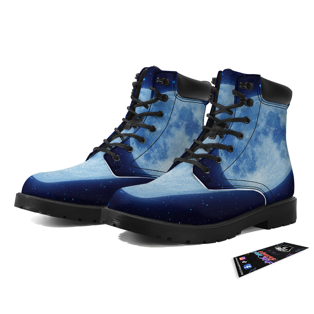Blue Moon Print Boots-grizzshop