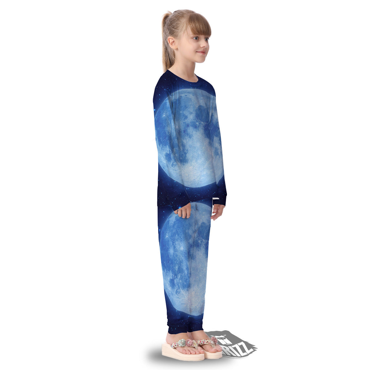 Blue Moon Print Kid's Pajamas-grizzshop