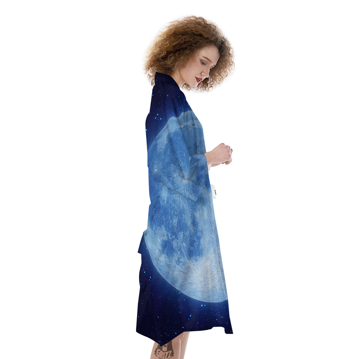 Blue Moon Print Kimono-grizzshop