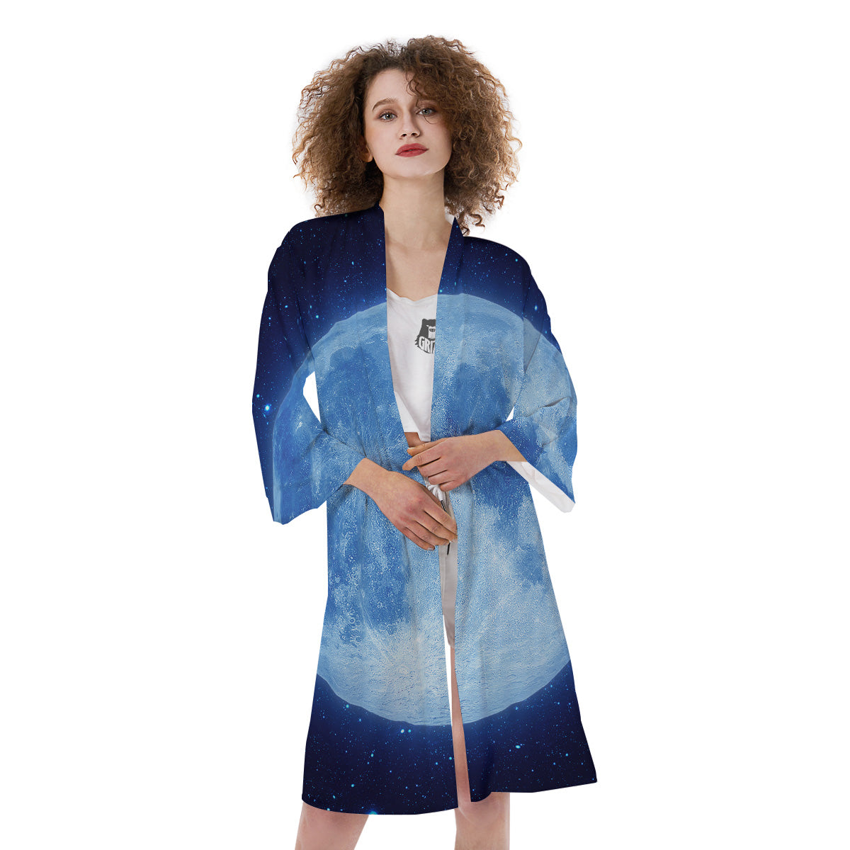 Blue Moon Print Kimono-grizzshop