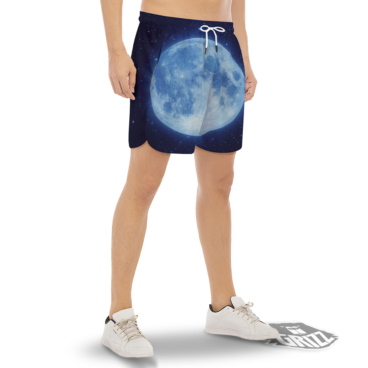 Blue Moon Print Men's Gym Shorts-grizzshop