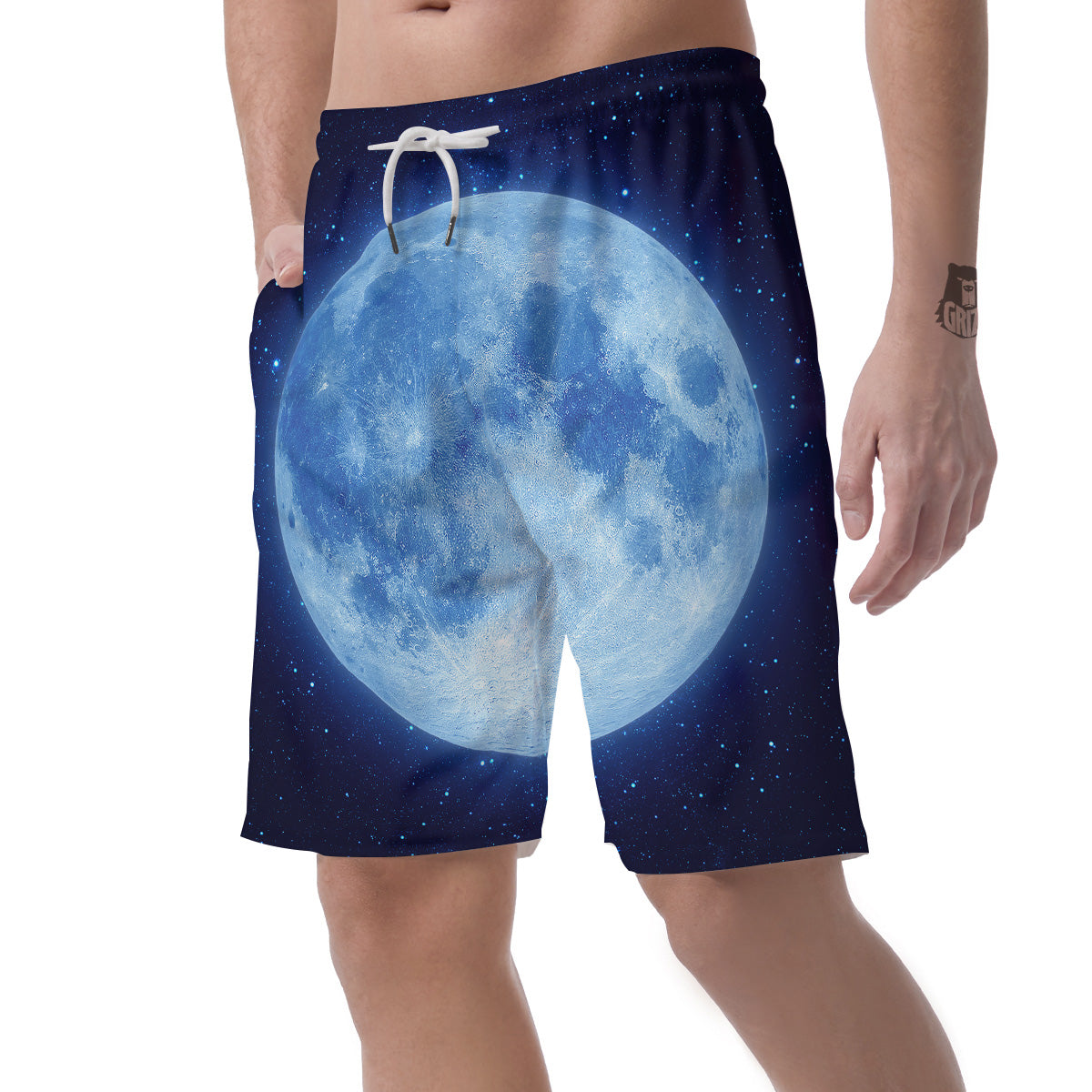 Blue Moon Print Men's Shorts-grizzshop