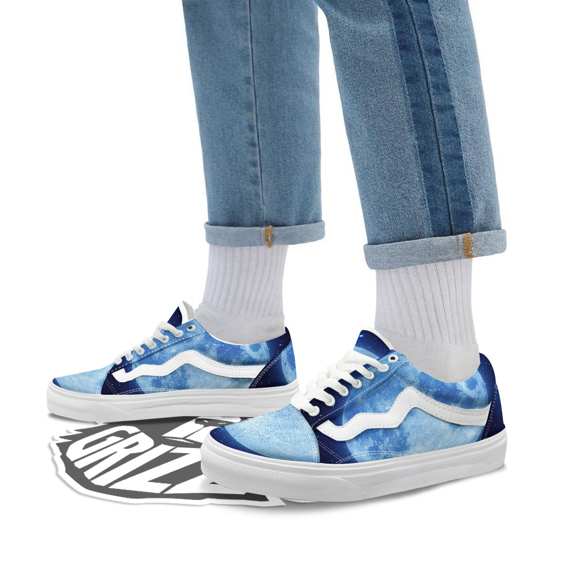 Blue Moon Print Skate Shoes-grizzshop