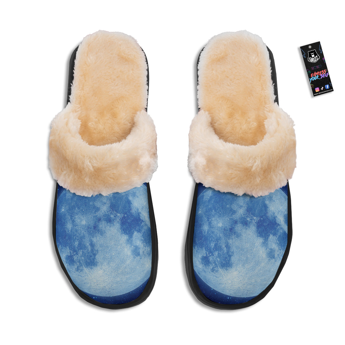 Blue Moon Print Slippers-grizzshop