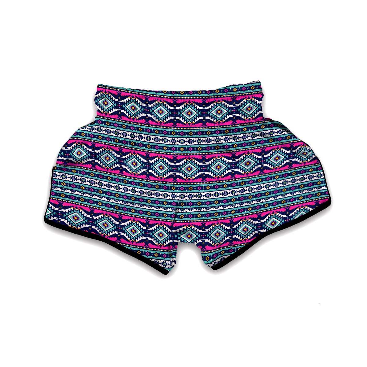 Blue Native American Tribal Navajo Indians Aztec Print Muay Thai Boxing Shorts-grizzshop