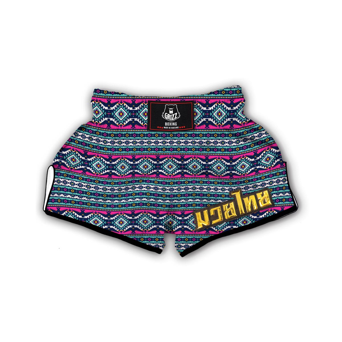 Blue Native American Tribal Navajo Indians Aztec Print Muay Thai Boxing Shorts-grizzshop