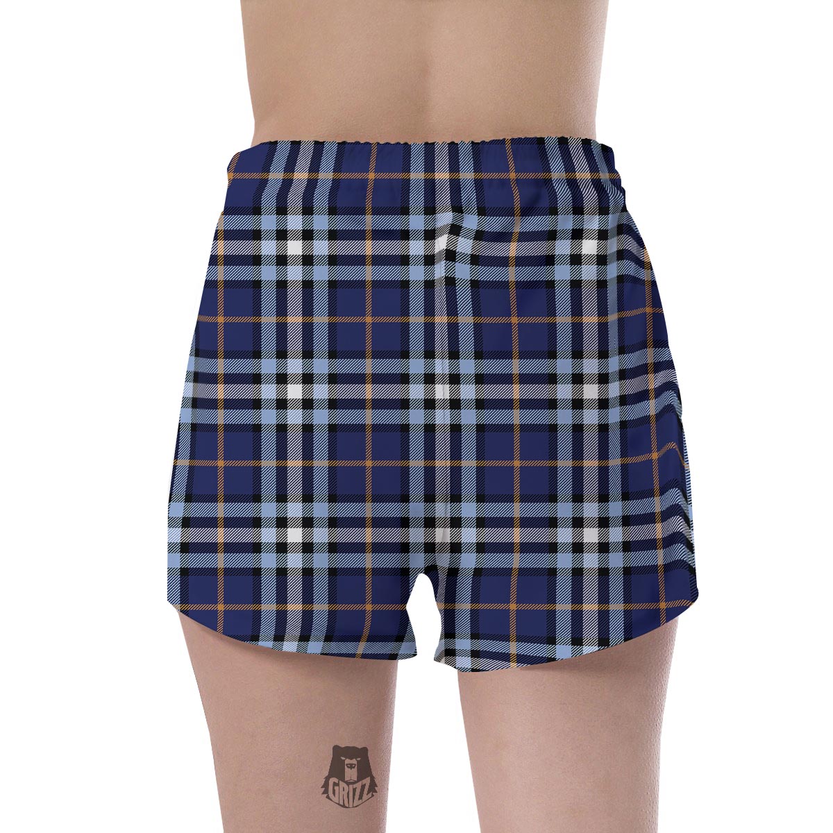Blue Navy Plaid Tartan Women's Shorts-grizzshop