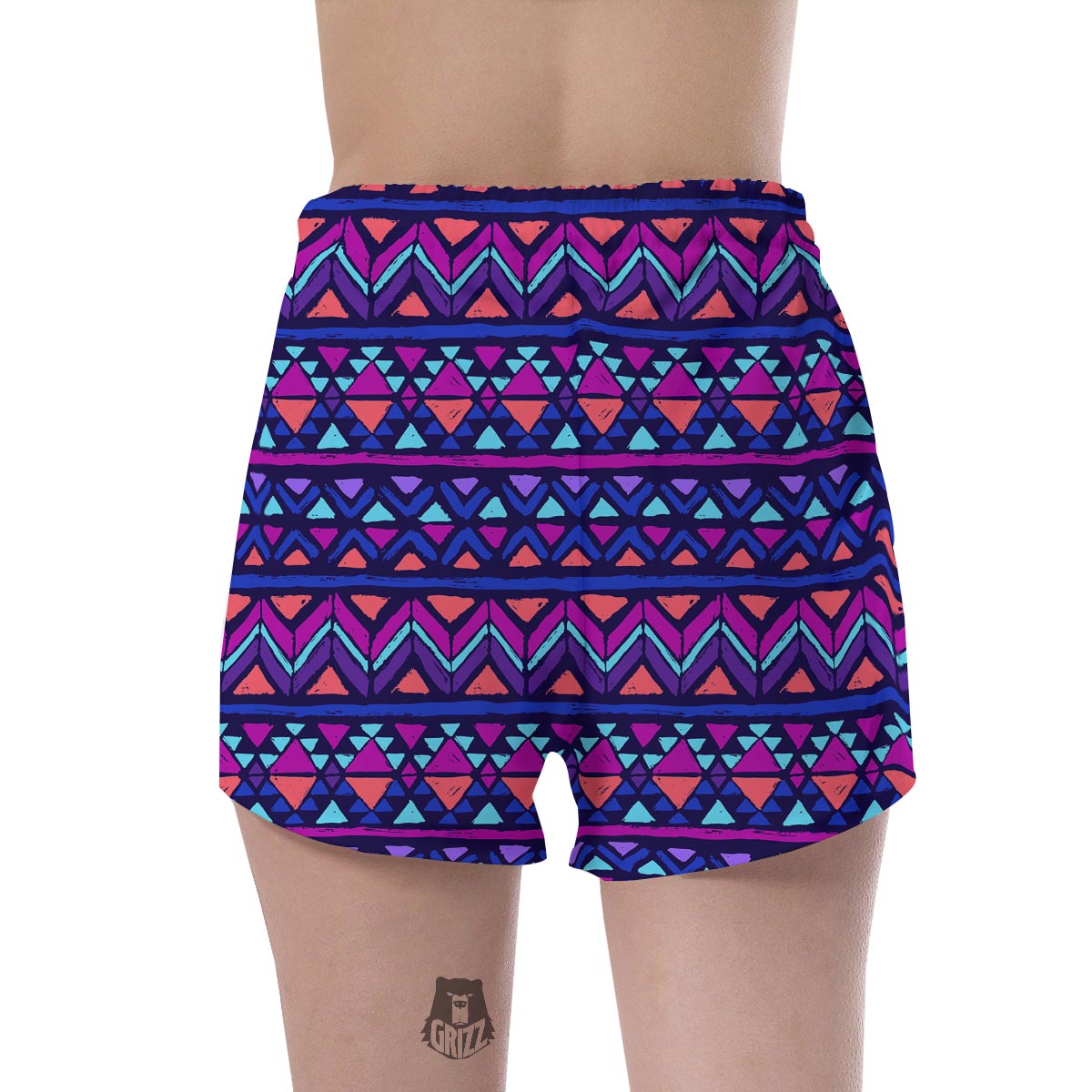 Blue Neon Color Indian Aztec Women's Shorts-grizzshop
