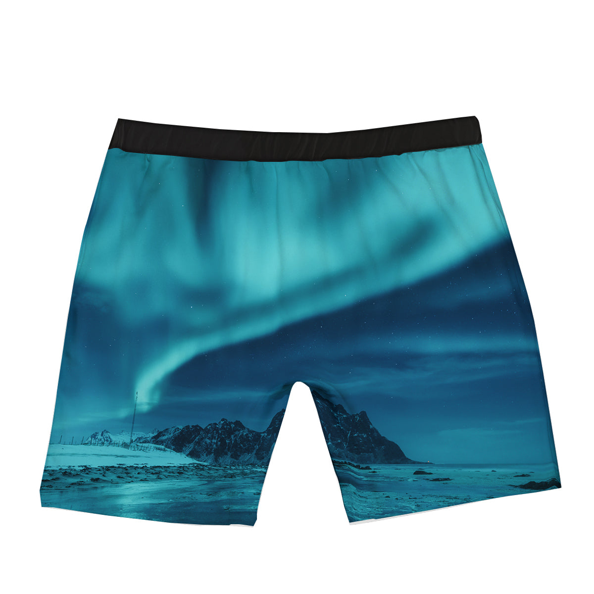 Blue Northern Lights And Mountain Print Boxer Briefs-grizzshop