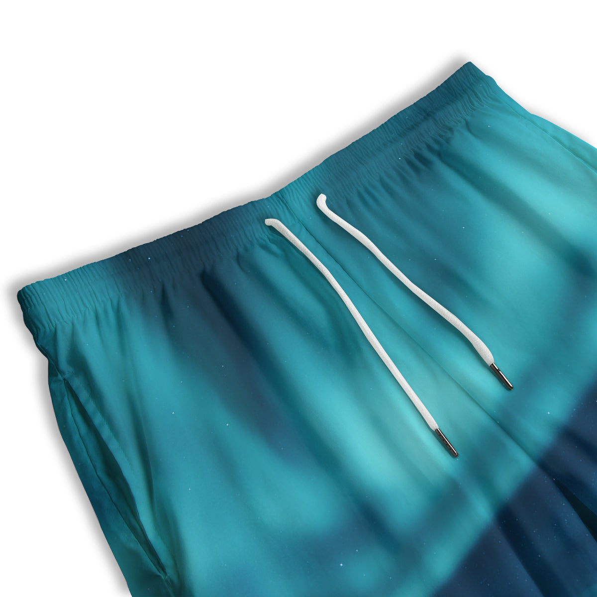 Blue Northern Lights And Mountain Print Men's Athletic Shorts