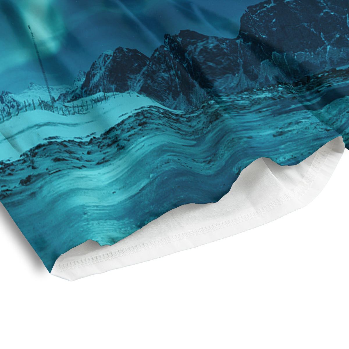 Blue Northern Lights And Mountain Print Men's Athletic Shorts