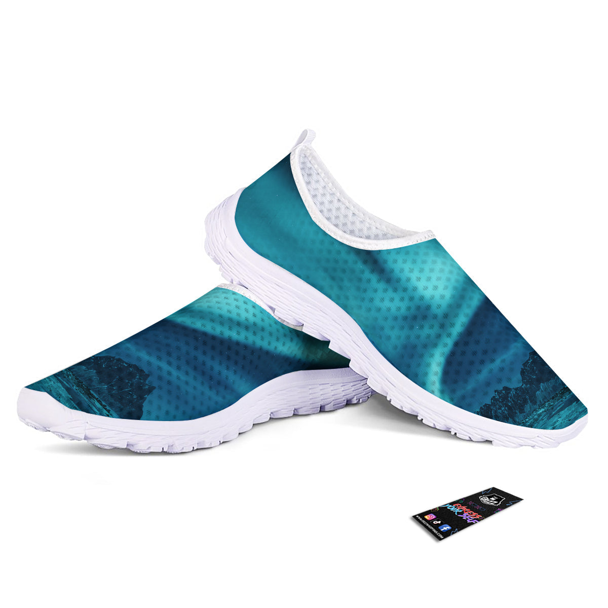 Blue Northern Lights And Mountain Print Nurse Shoes-grizzshop