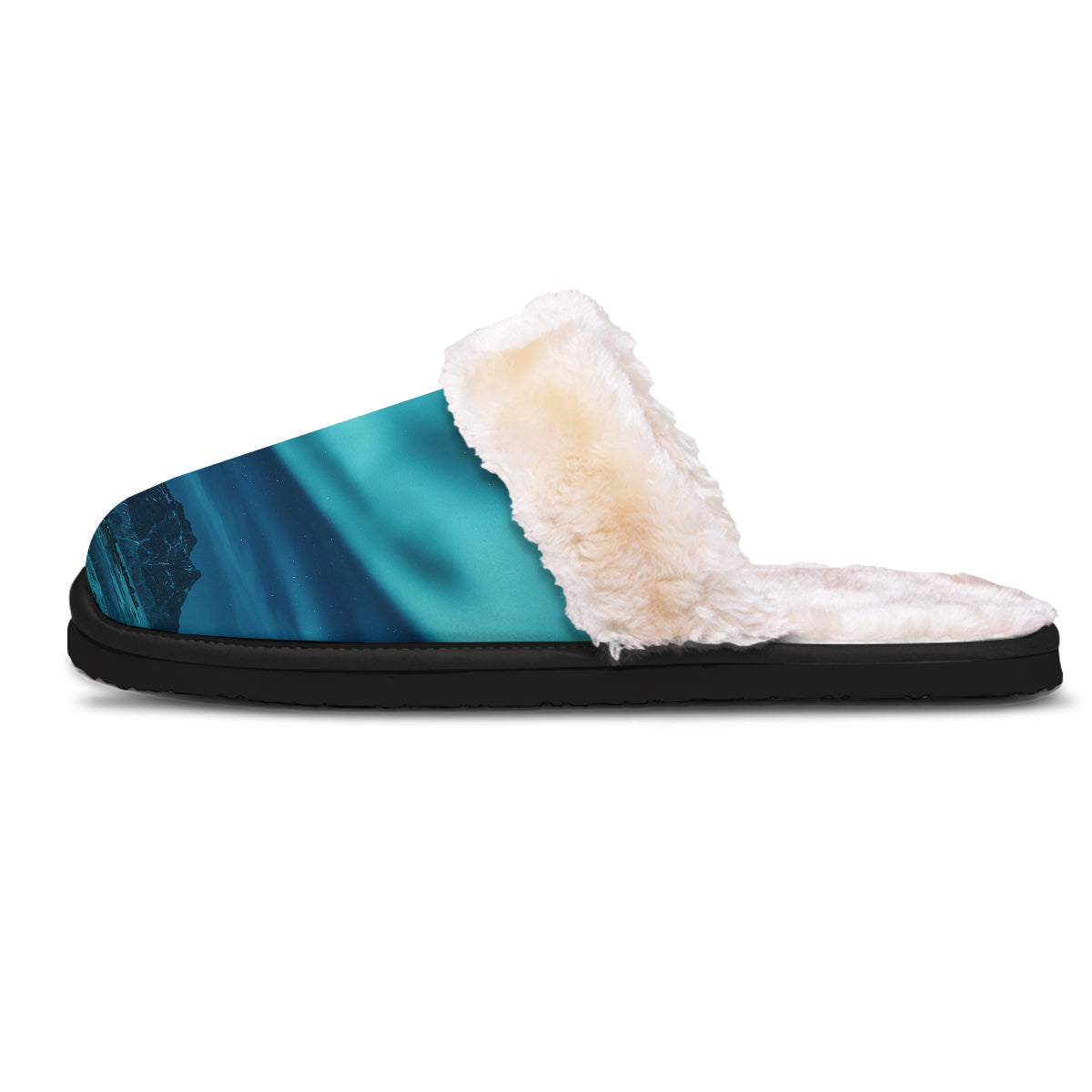 Blue Northern Lights And Mountain Print Slippers-grizzshop