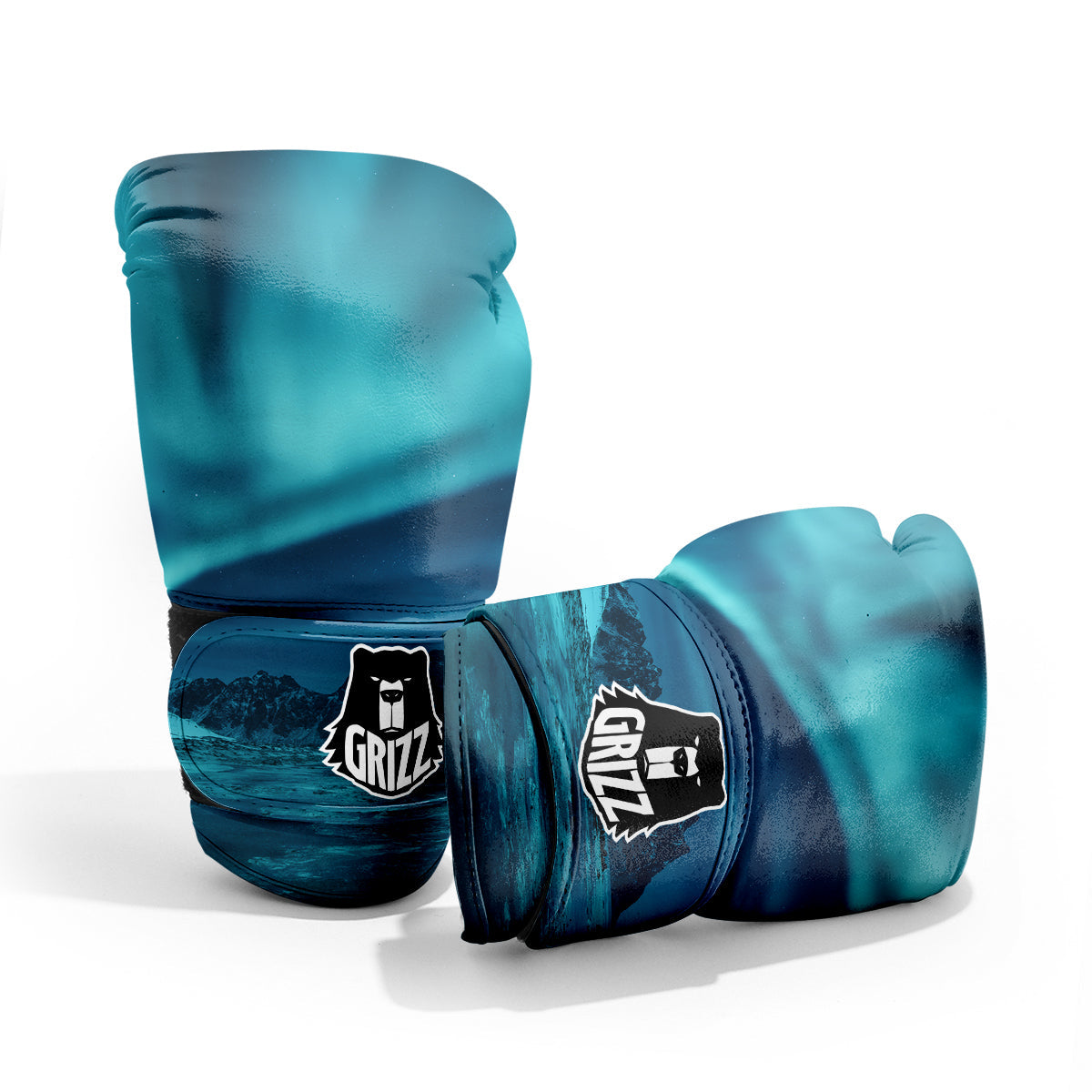 Blue Northern Lights And Mountain Print Pro Boxing Glove