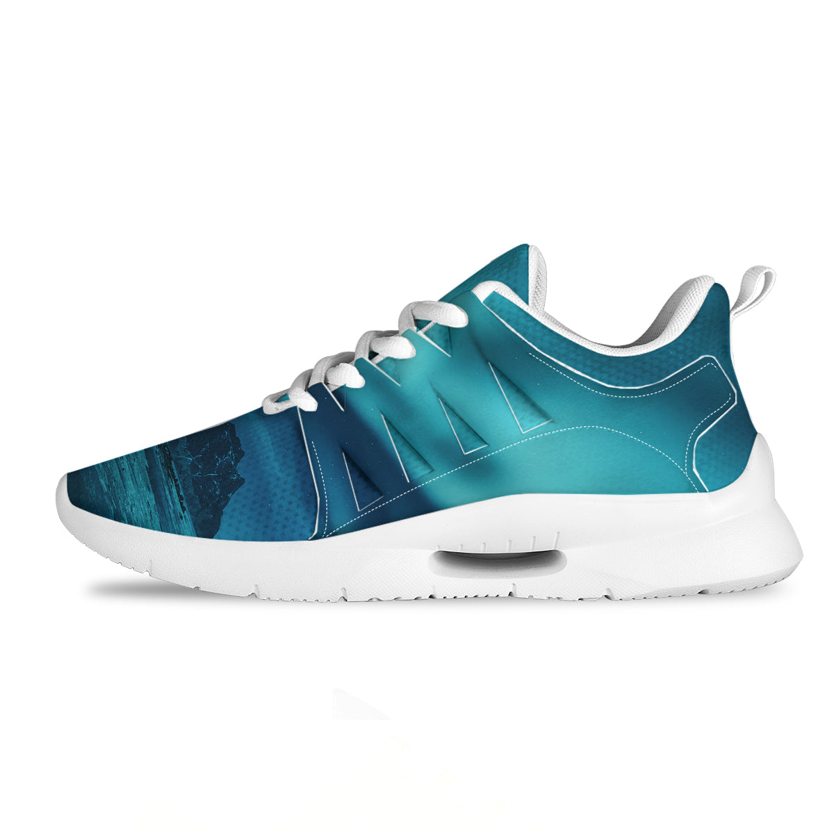 Blue Northern Lights And Mountain Print Tennis Shoes-grizzshop