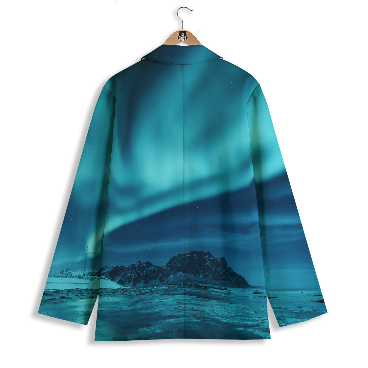 Blue Northern Lights And Mountain Print Women's Blazer-grizzshop