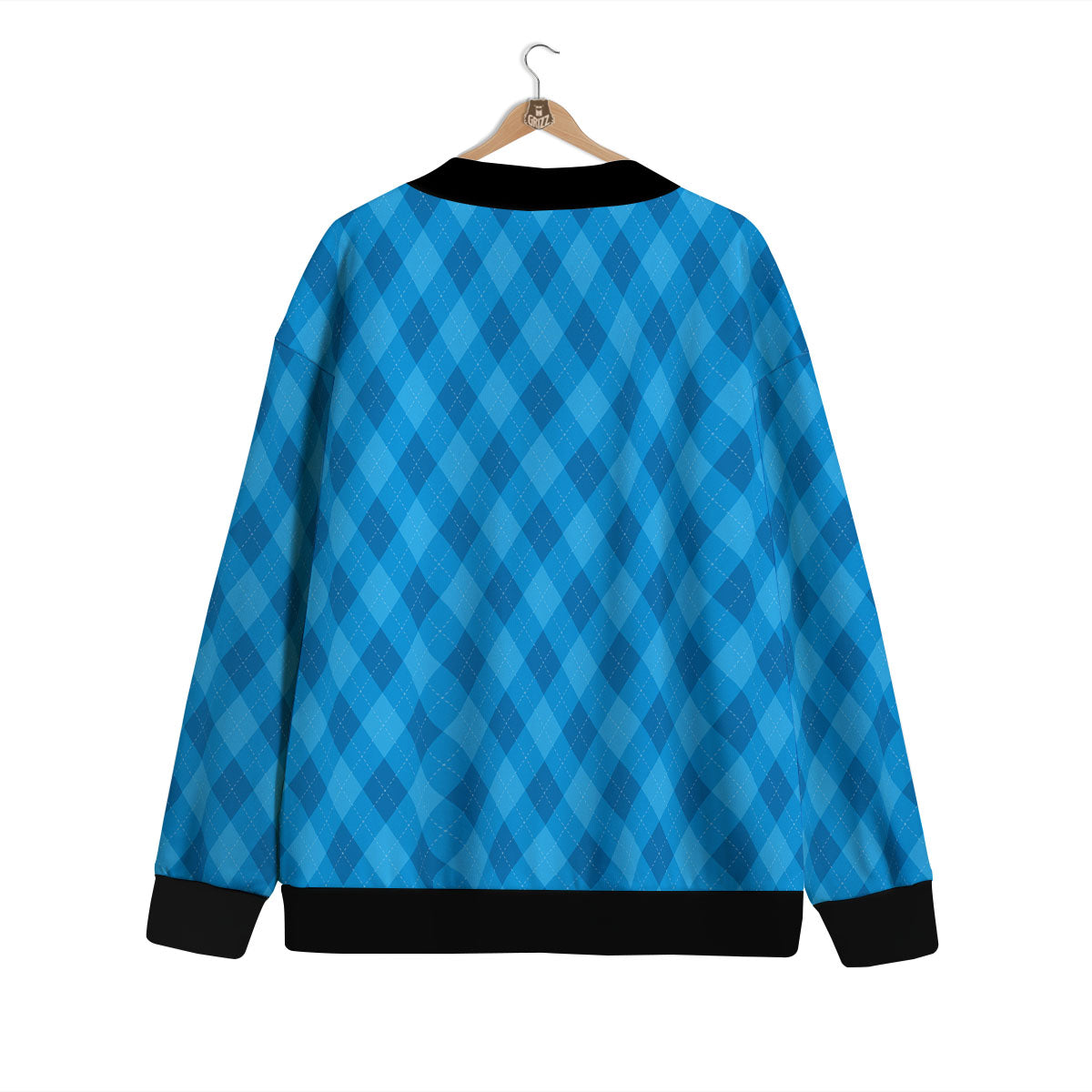 Blue Ocean Argyle Print Pattern Cardigan-grizzshop