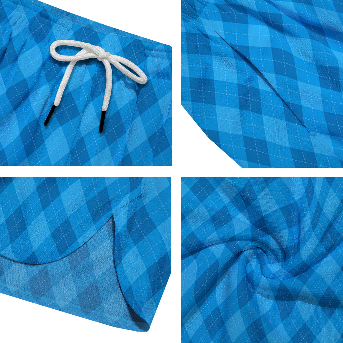 Blue Ocean Argyle Print Pattern Men's Running Shorts-grizzshop