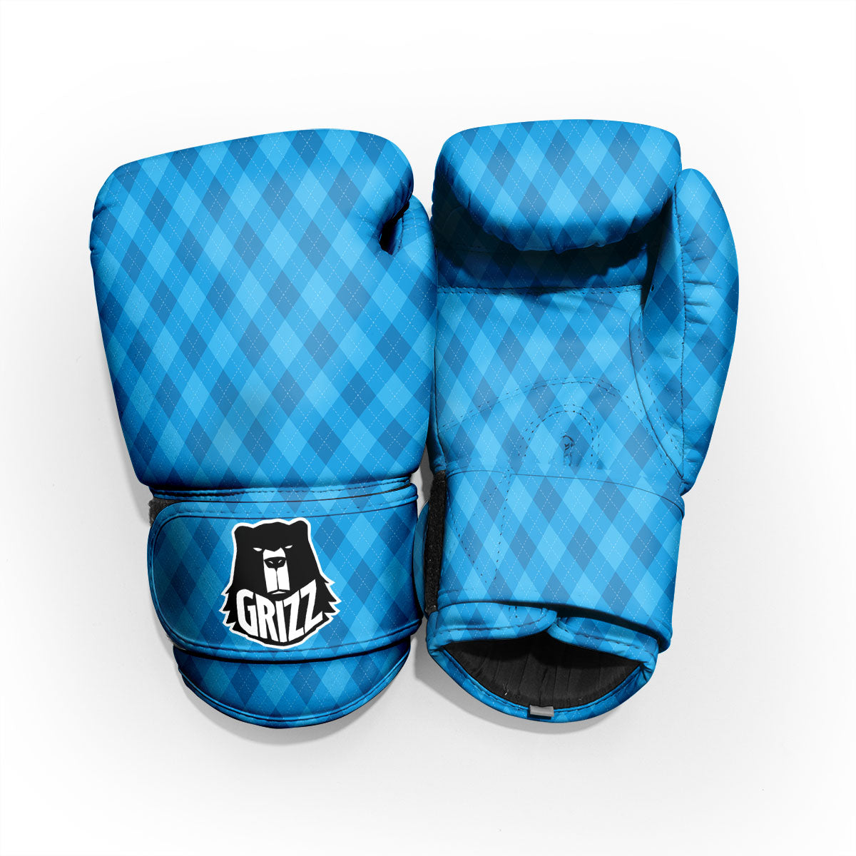 Blue Ocean Argyle Print Pattern Sparring Gloves-grizzshop