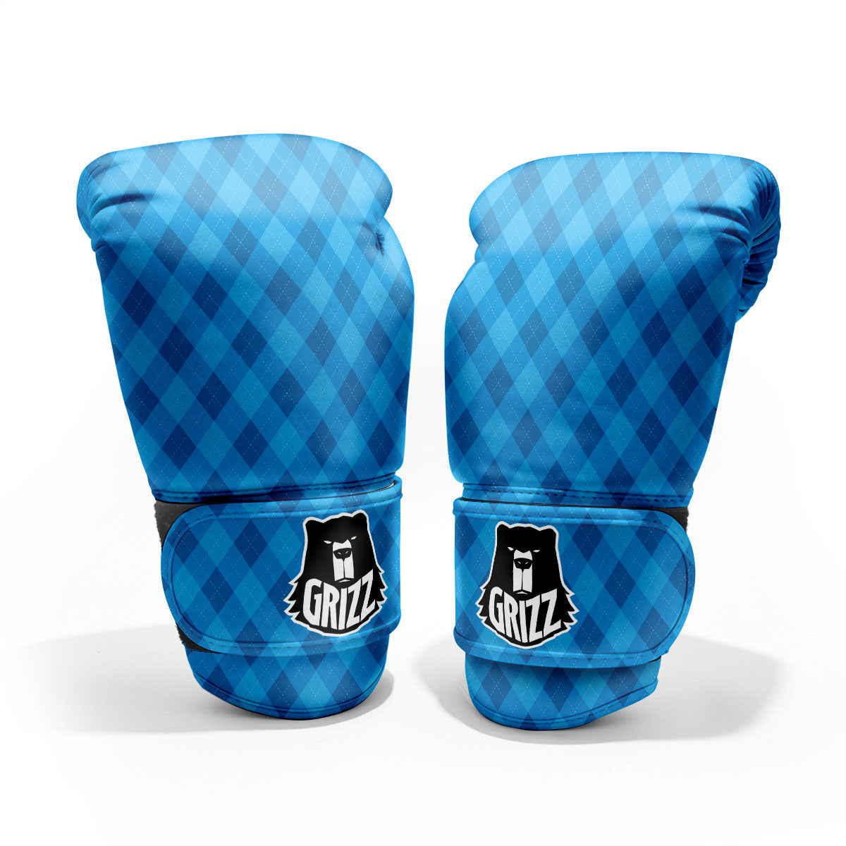 Blue Ocean Argyle Print Pattern Sparring Gloves-grizzshop