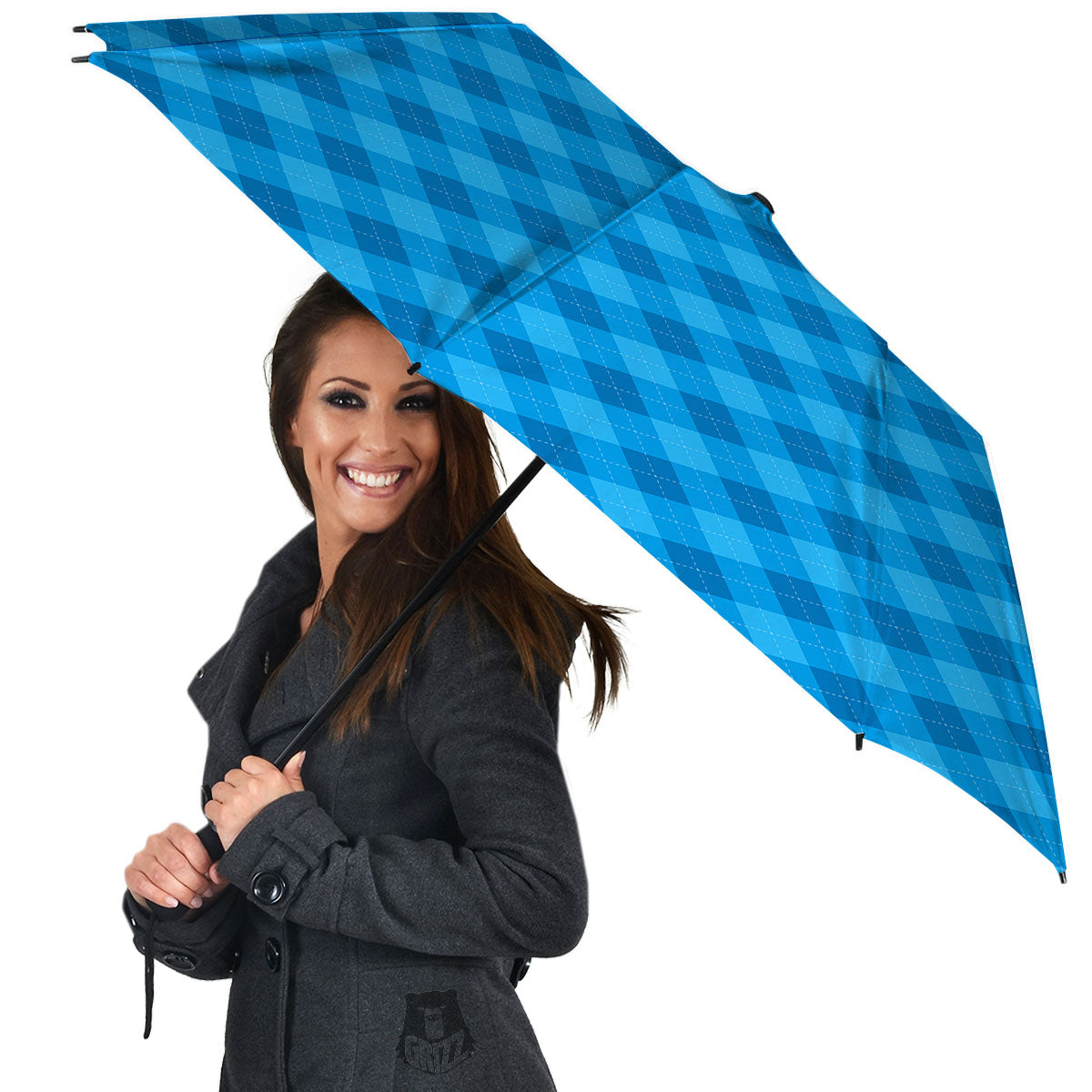 Blue Ocean Argyle Print Pattern Umbrella-grizzshop