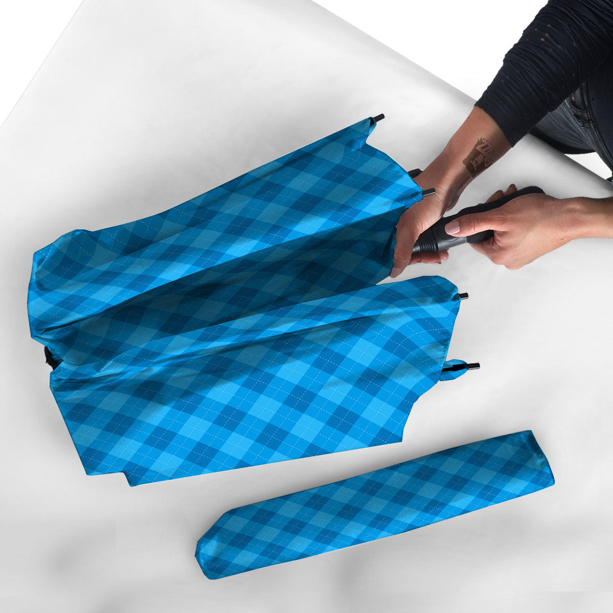 Blue Ocean Argyle Print Pattern Umbrella-grizzshop