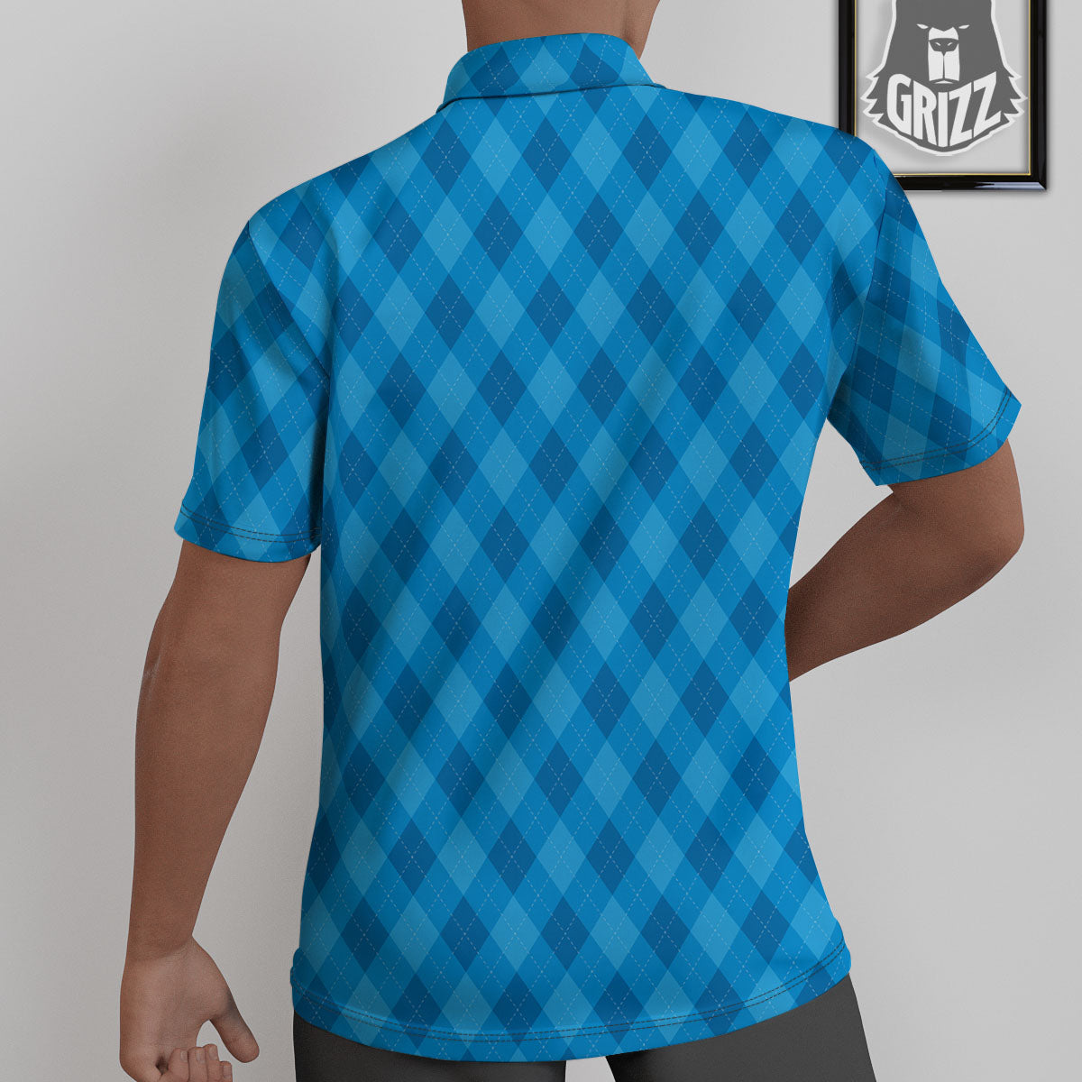 Blue Ocean Argyle Print Pattern Untucked Shirts-grizzshop