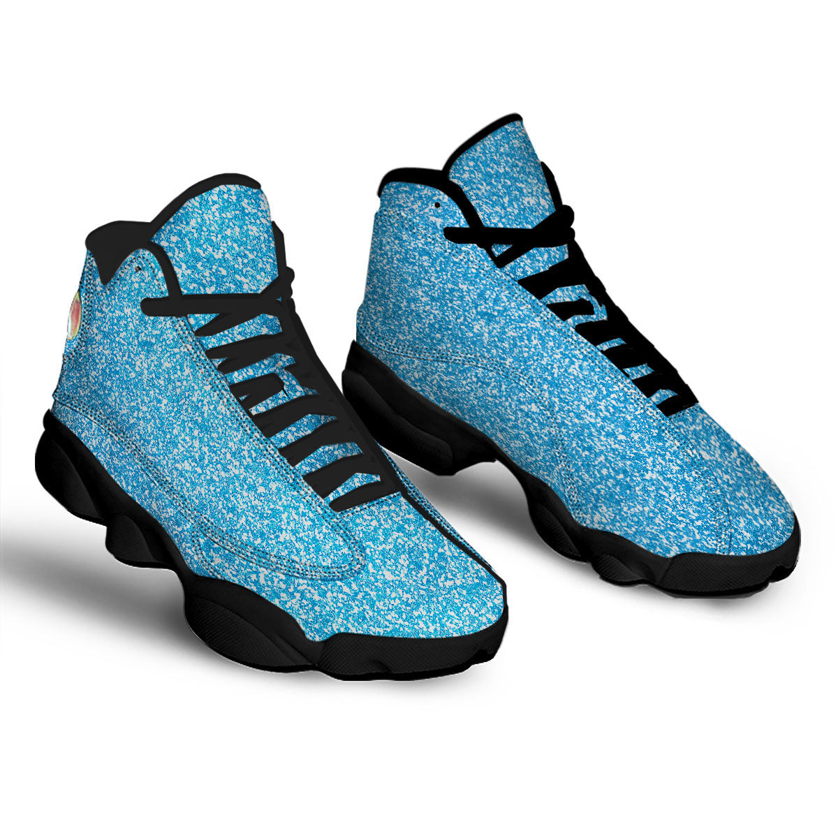 Blue Ocean Glitter Artwork Print Black Basketball Shoes-grizzshop