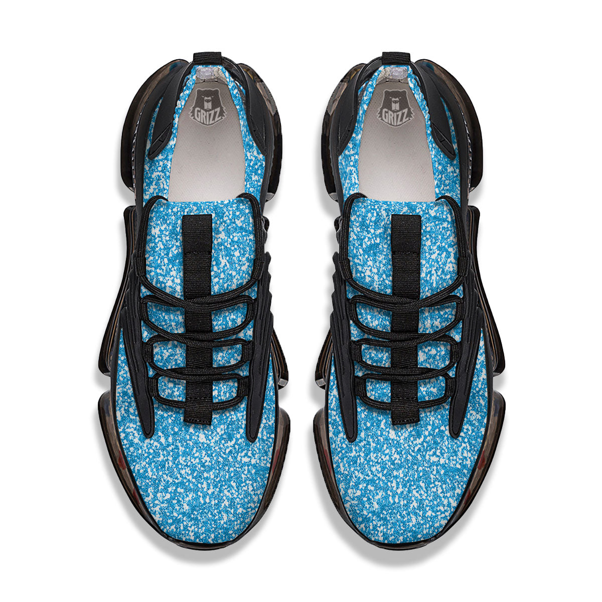 Blue Ocean Glitter Artwork Print Black Gym Shoes-grizzshop