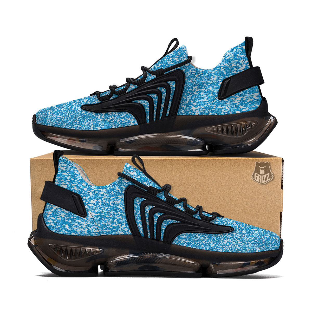 Blue Ocean Glitter Artwork Print Black Gym Shoes-grizzshop