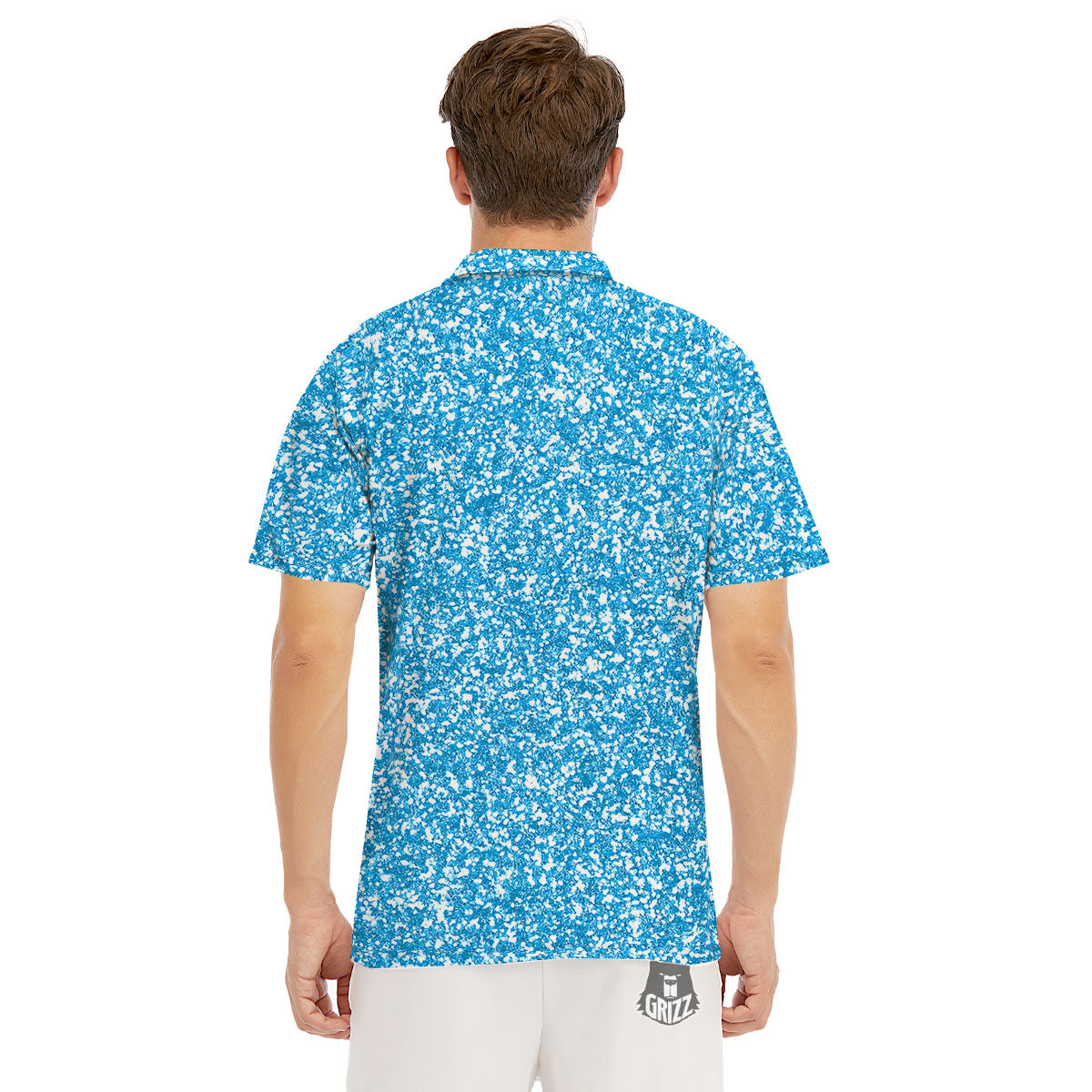 Blue Ocean Glitter Artwork Print Men's Golf Shirts-grizzshop